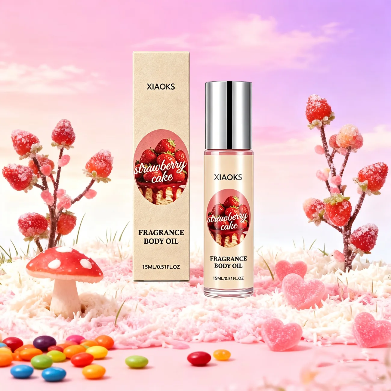 1 Bottle of Strawberry Cake Sweet Roll-On Perfume - Charming Floral Roll-On Fragrance, Sweet-Strawberry-Cake Scent, Sweet-Smelling, Long-Lasting Fragrance to Enhance Charm, Valentine's Day and Couples' Day Gift to Attract Men, Stylish Gradient Glass Bottle Design, Suitable for Dating and Casual Wear, Fresh Fruity Floral Scent, Your Perfect Choice view 3