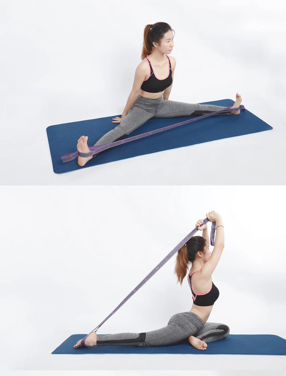 Yoga-Stretchgurt, Stretchband mit 8-Schlaufen, Yoga-Gurt, Schulterschoner für Anfänger für effektives Dehnen, Yoga-Training – Detail 20