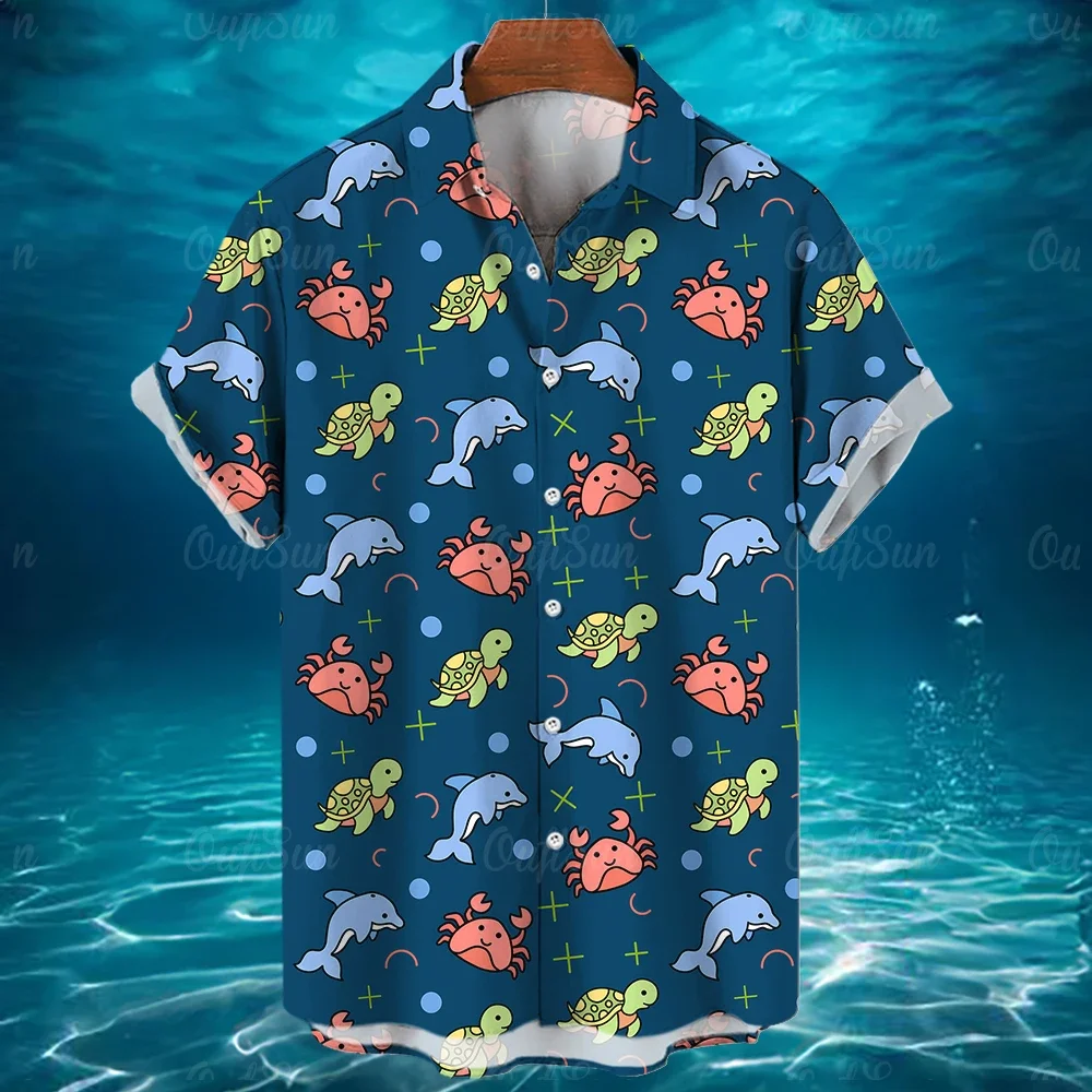 Camisas hawaianas estampadas en 3D para hombre, camisas de manga corta con estampado de animales, moda informal, Tops de talla grande, 2024