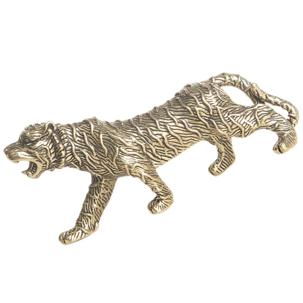 

Brass Tiger Statue Exquisite Decor Indoor Desktop Crafts Retro nament Vintage Figurine Practical Details Durability