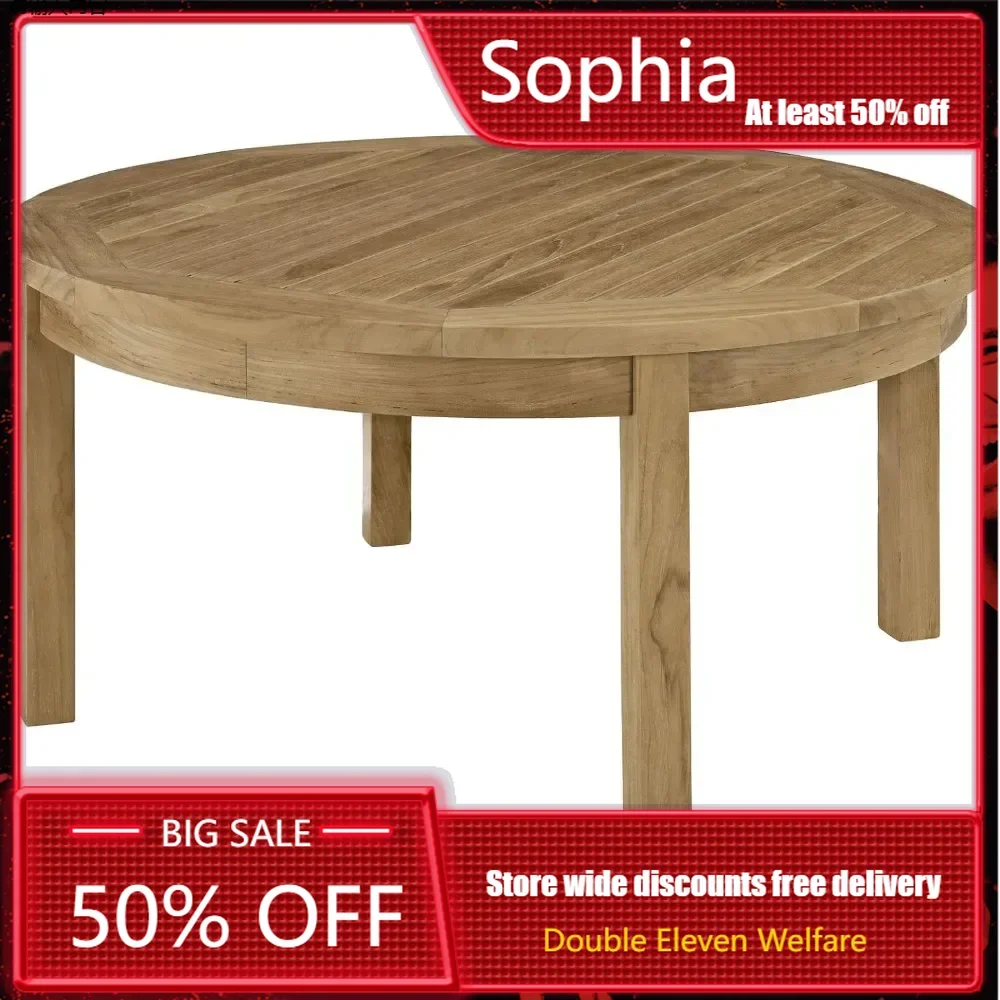 

Outdoor Table, Premium Grade A Teak Wood Outdoor Patio Round Coffee Tables, Water & UV Resistant, Outdoor Table