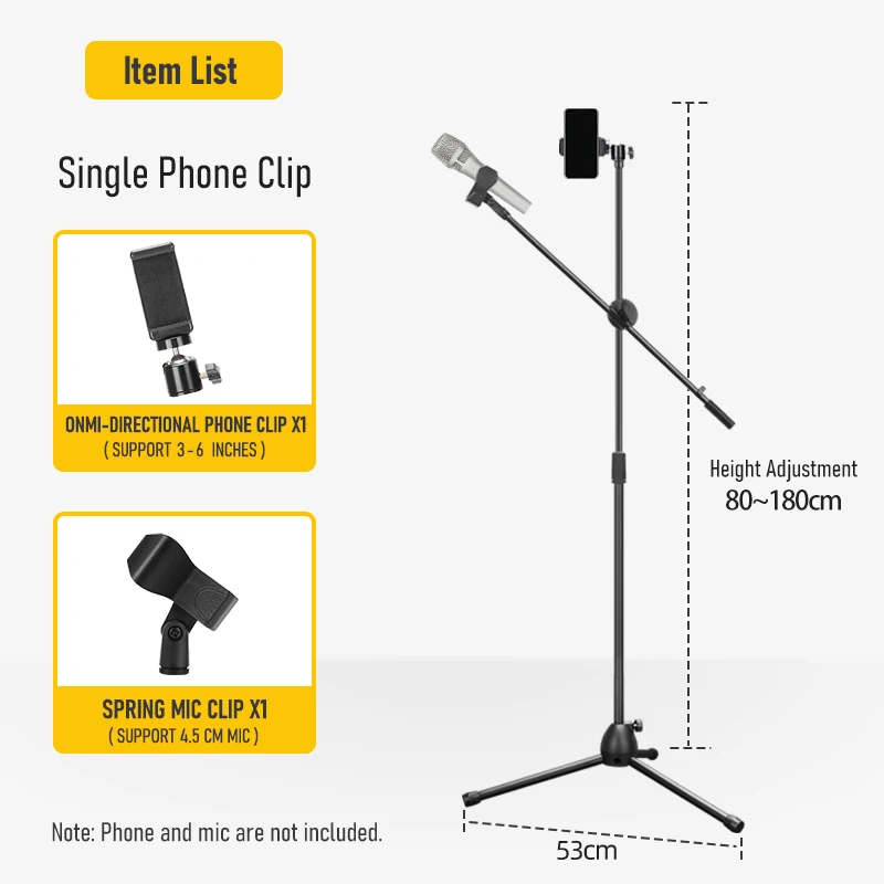 Tripod stand dedicated conference and home podcast microphone with mobile phone rotating lift