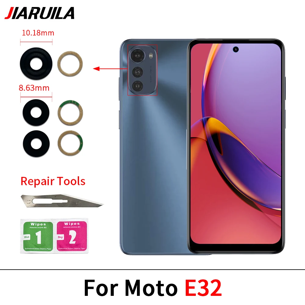 جديد ل Moto E22 E30 E32 E40 Edge 30 E7 E7i إصلاح الطاقة استبدال الكاميرا الخلفية غطاء للعدسات الزجاجية مع الغراء ملصق استبدال جزء #3