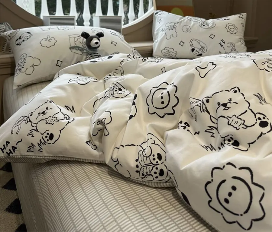 

Cute cartoon dog bedding set child teen boy,twin full queen king lovely cotton home textile bed sheet pillow case quilt cover