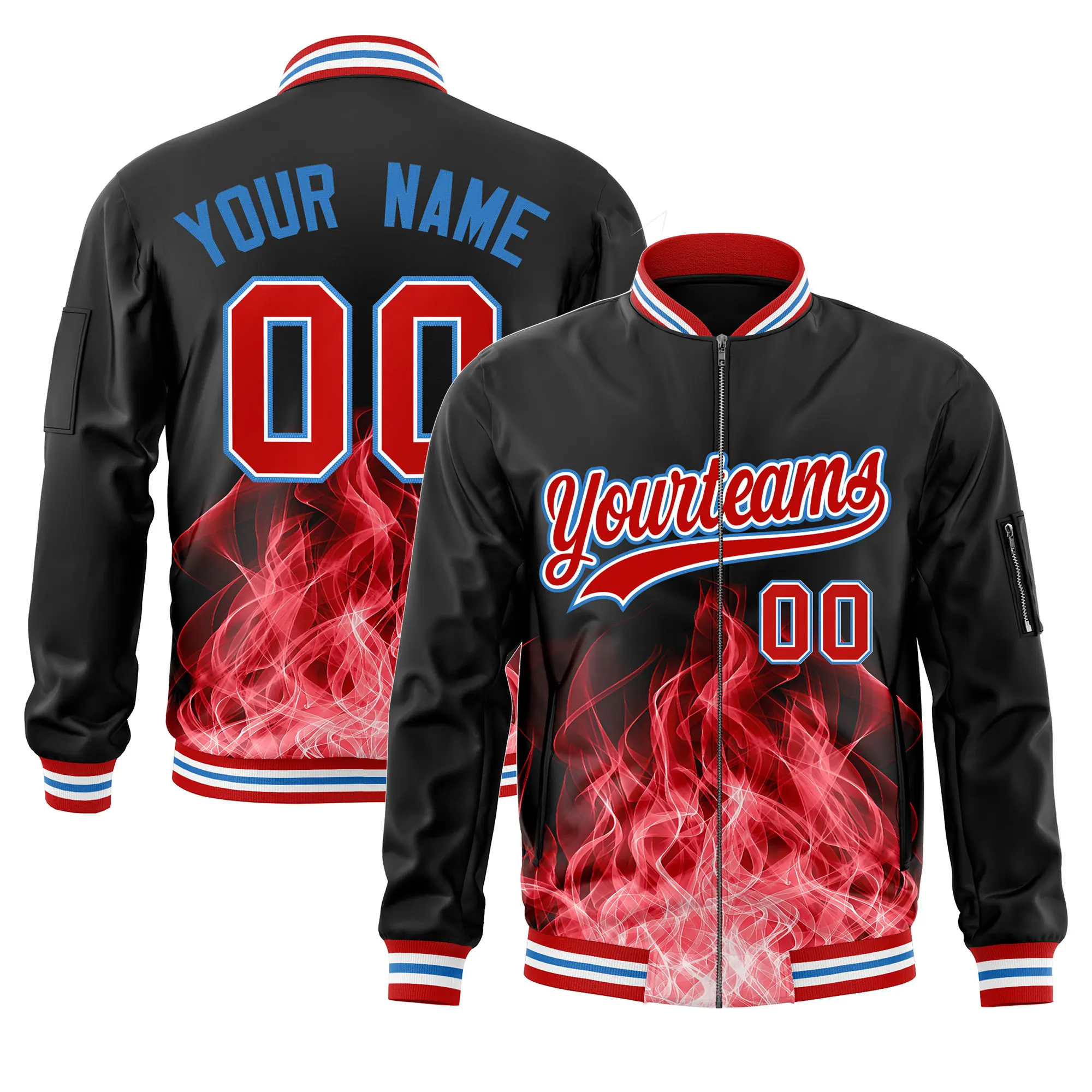 Custom Jackets Stitched Team Name Number Sports Sweatshirt Fashionable Sports Fire Jackets Breathable Mens Wmens
