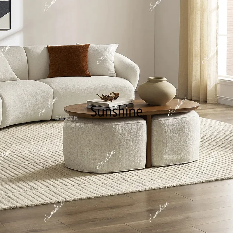 

YMedieval wabi-sabi style log oval coffee table Nordic simple living room creative