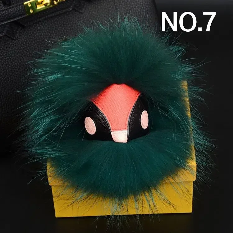 Handmade Faux Fur Raccoon Plush Ball, Monster Pendant, Cute Keychain, Bag Charm Decoration