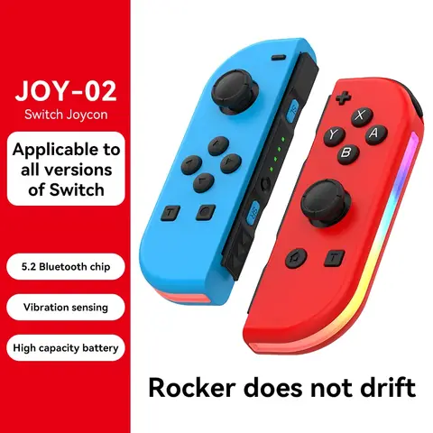 XMSJ 5.2 조이 컨트롤러 RGB LED 스위치 L/R 조이패드 Nintendo Switch/Lite/Oled JoyCon 게임 패드 조이스틱 (이중 진동 포함)