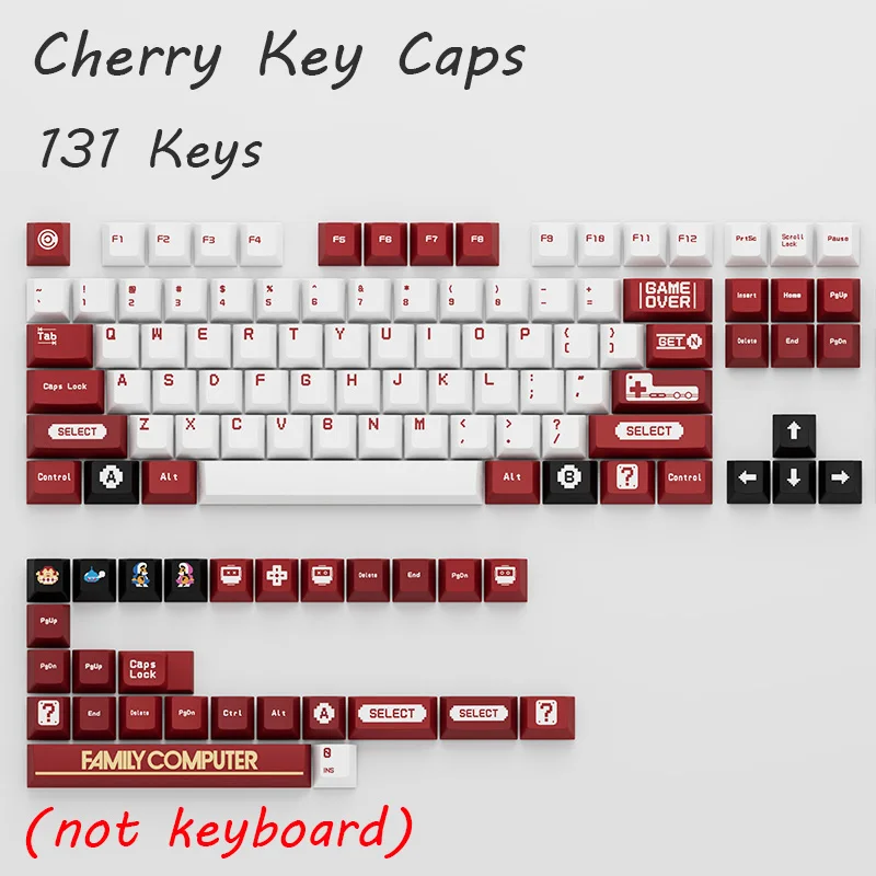 أغطية مفاتيح الألعاب الكلاسيكية 131 مفتاحًا من الكرز PBT ملف تعريف غير لامع 5 جوانب صبغ التسامي أغطية مفاتيح مخصصة للوحة المفاتيح الميكانيكية 61-108 MX