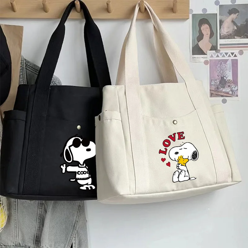 Snoopys bolsas para mulheres anime merch lona shopper saco dos desenhos animados cão impressão moda meninas coreano bolsa de ombro presentes aniversário