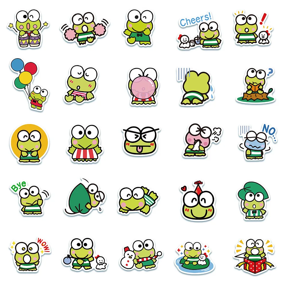 10/30/50pcs KEROKERO KEROPPI Sanrio Stickers Cute Big Eye Frog Cartoon Sticker for Kids Toy Phone Water Bottle Skateboard Decals