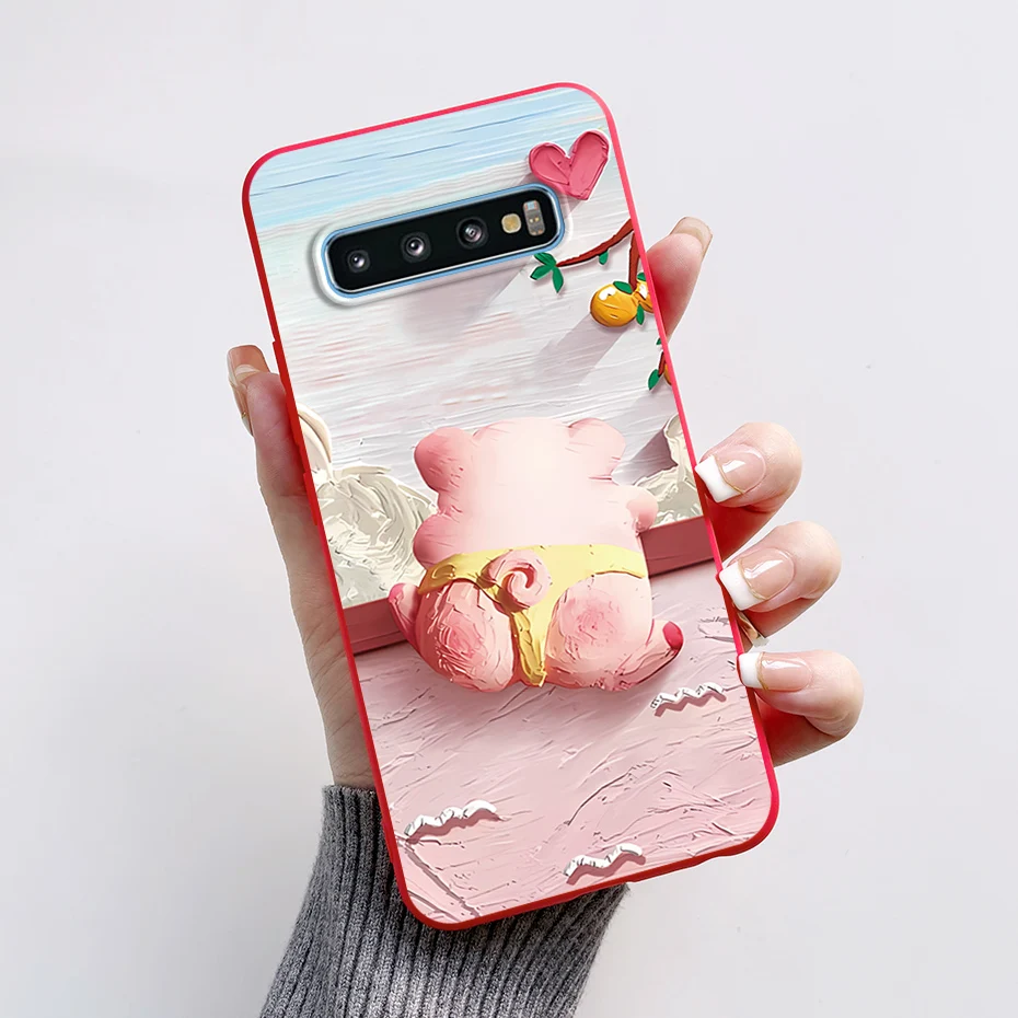 Case For Samsung Galaxy S10 S 10 Plus S10E Phone Cover Cute Rabbit Panda Painted Soft TPU Coque For Samsung S10 S10+ S10E Funda