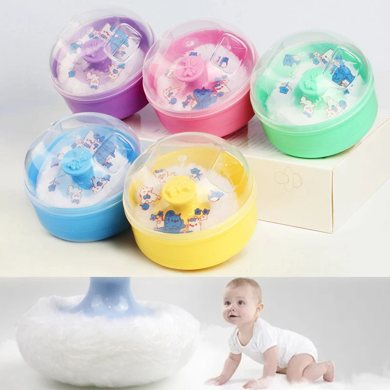 صندوق متدفق لمسحوق التلك للأطفال قابل لإعادة الملء وجسم الطفل ومستحضرات التجميل منتفخة Cntainer حافظة منتفخة للأطفال للاستخدام المنزلي أثناء السفر