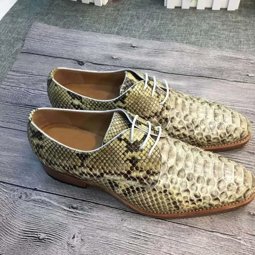 Chue New Men Dress Shoes  Snake Skin Python Leather  Wendding Business