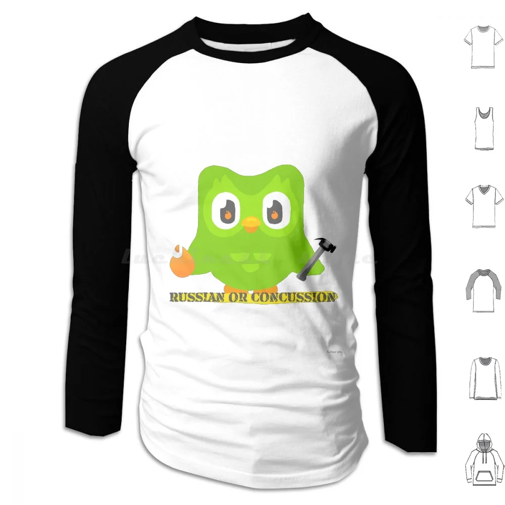 

Duolingo Russian Or Concussion Hoodie cotton Long Sleeve Duolingo Owl Duolingo Owl Duo Russian Concussion Fire Violent