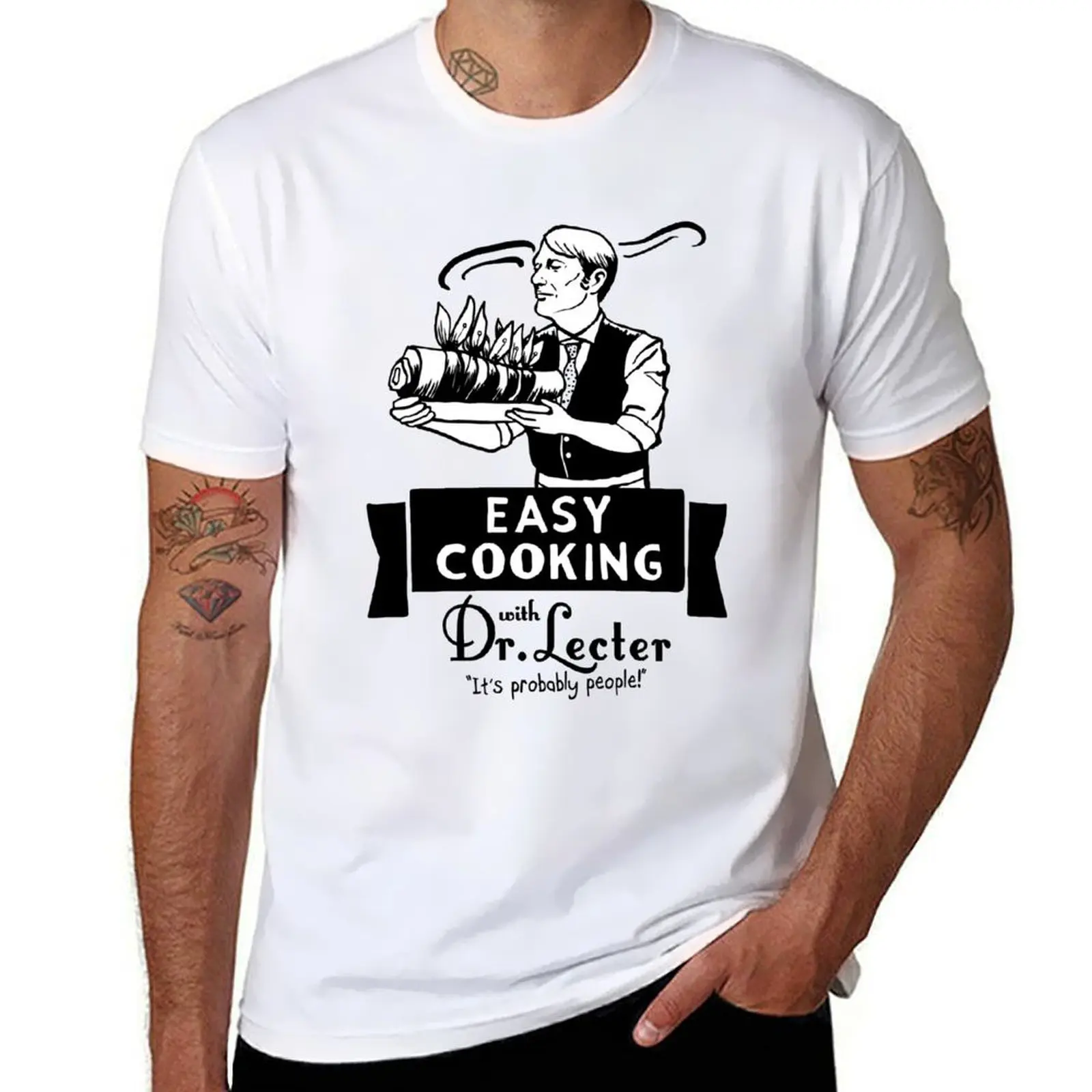 

Easy Cooking With Dr. Lecter T-Shirt graphic t shirts for man t shirts for man graphic vintage T-Shirt