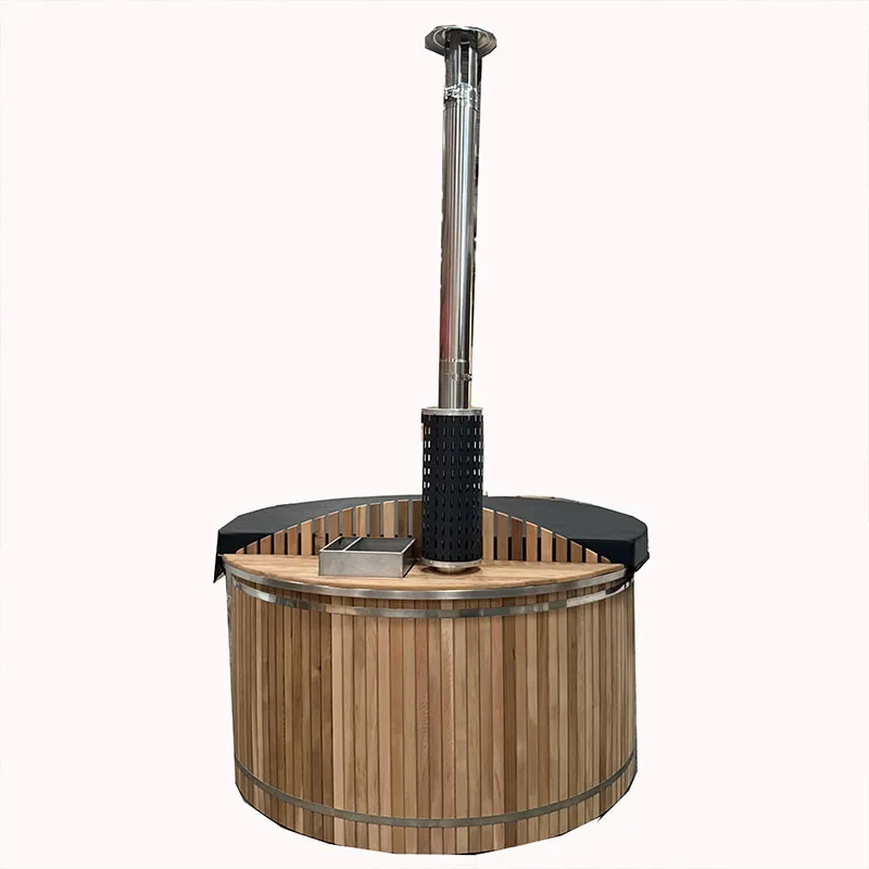 Modern design outdoor cedar wood burning hot tub spa tub