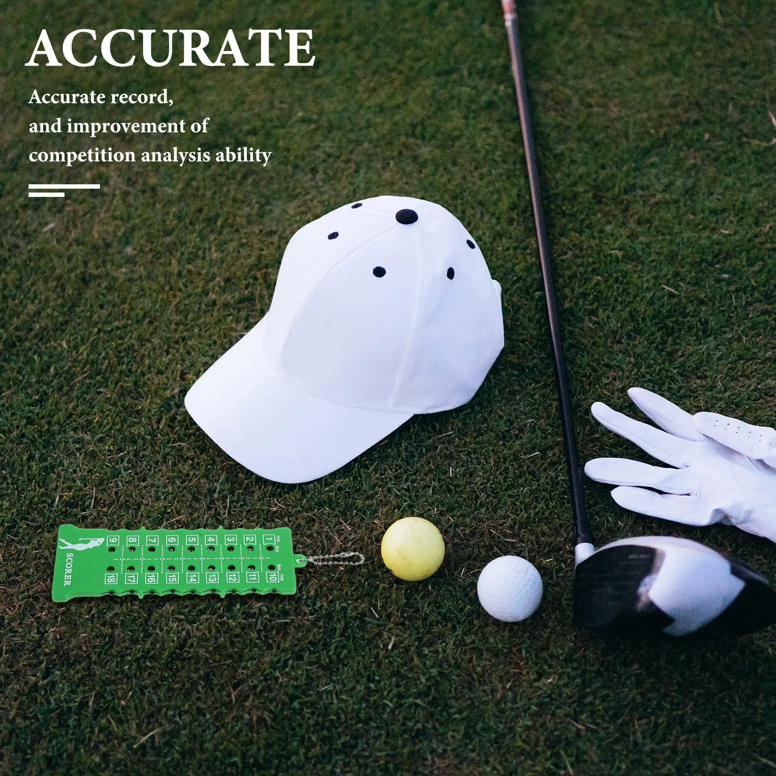 Golf Score Counter 18-Hole Portable Lightweight Stroke Tracker Keychain for Training Practice Competition