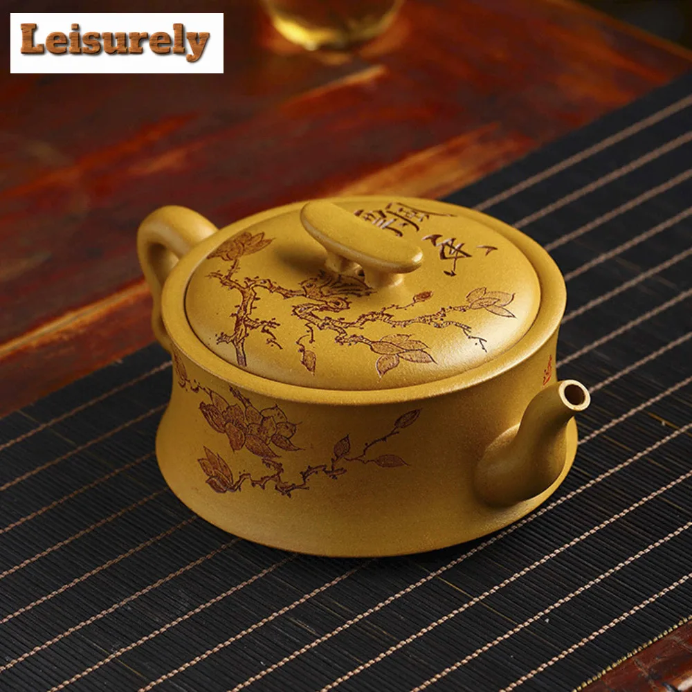 300ml Chinese Yixing Purple Clay Teapots Tea Infuser Tea Pot Famous Artists Handmade Raw Ore Golden Section Kettle Zisha Teaware