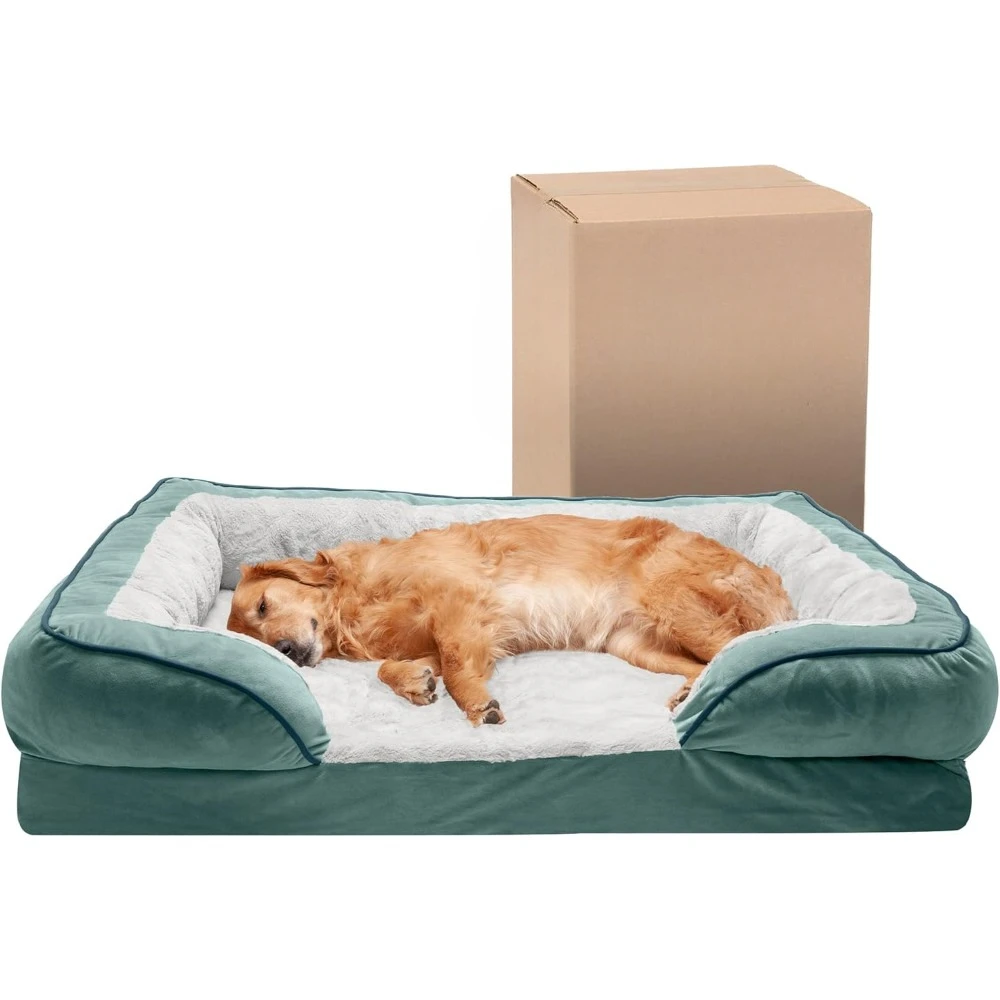 

Sofa Cooling Gel Dog Bed for Large Dogs W/ Removable Bolsters & Washable Cover Free Shipping Pet Puppy Cats Kennel Products Home