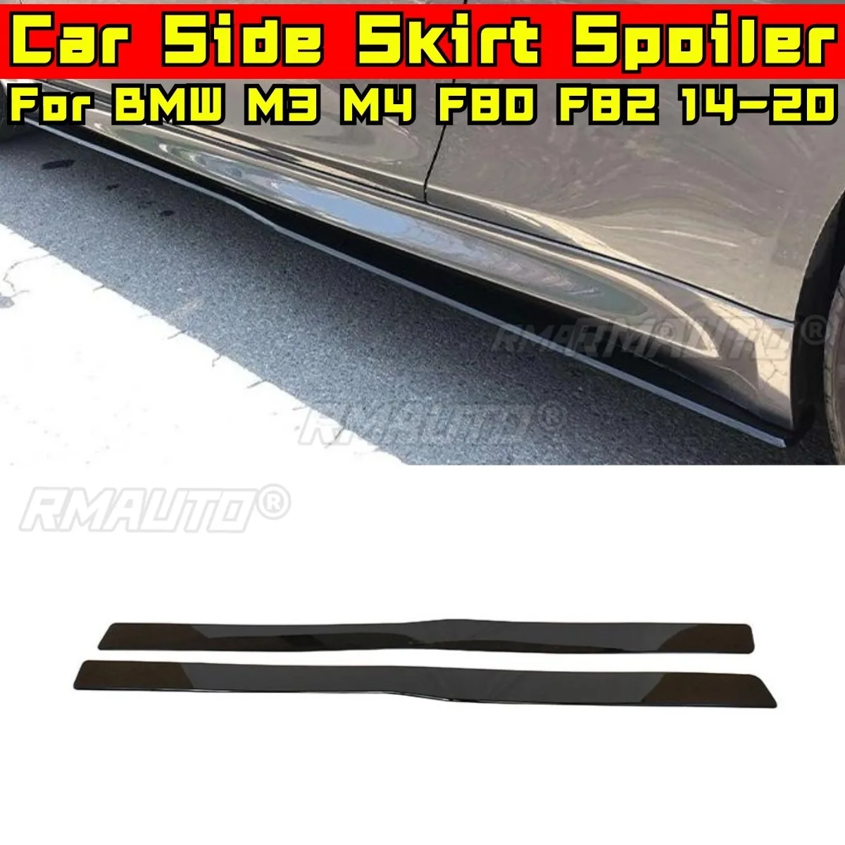 

Car Side Skirt Lip Spoiler Extension Diffuser Guard Apron For BMW M3 M4 F80 F82 2014-2020 Side Skirt Splitter Car Accessories