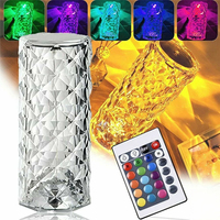 16 Colors Changing RGB Touch Decor Lighting LED Crystal Table Lamp Diamond Rose Night Light Touch Atmosphere Bedroom Bedside Bar