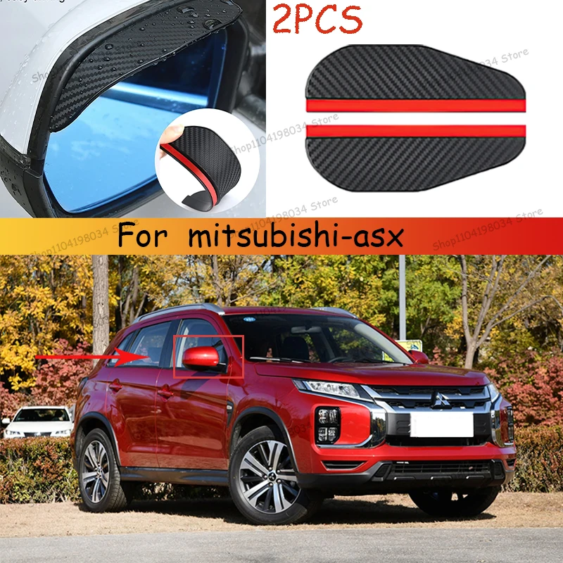 

For mitsubishi-asx Car 2PCS Carbon Fiber Sun Visor Shade Cover Car Rearview Mirror Rain Eyebrow Protector Clear Vision