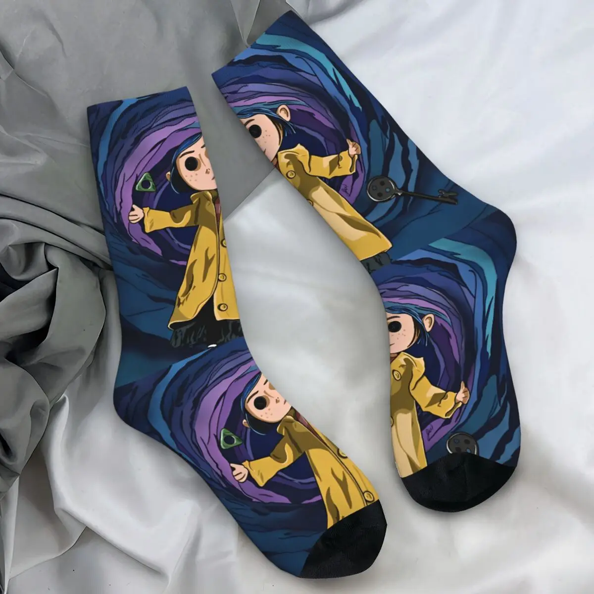 

Coralines Socks horror film Elegant Stockings Autumn Anti-Slip Men Socks Warm Soft Design Skateboard Socks