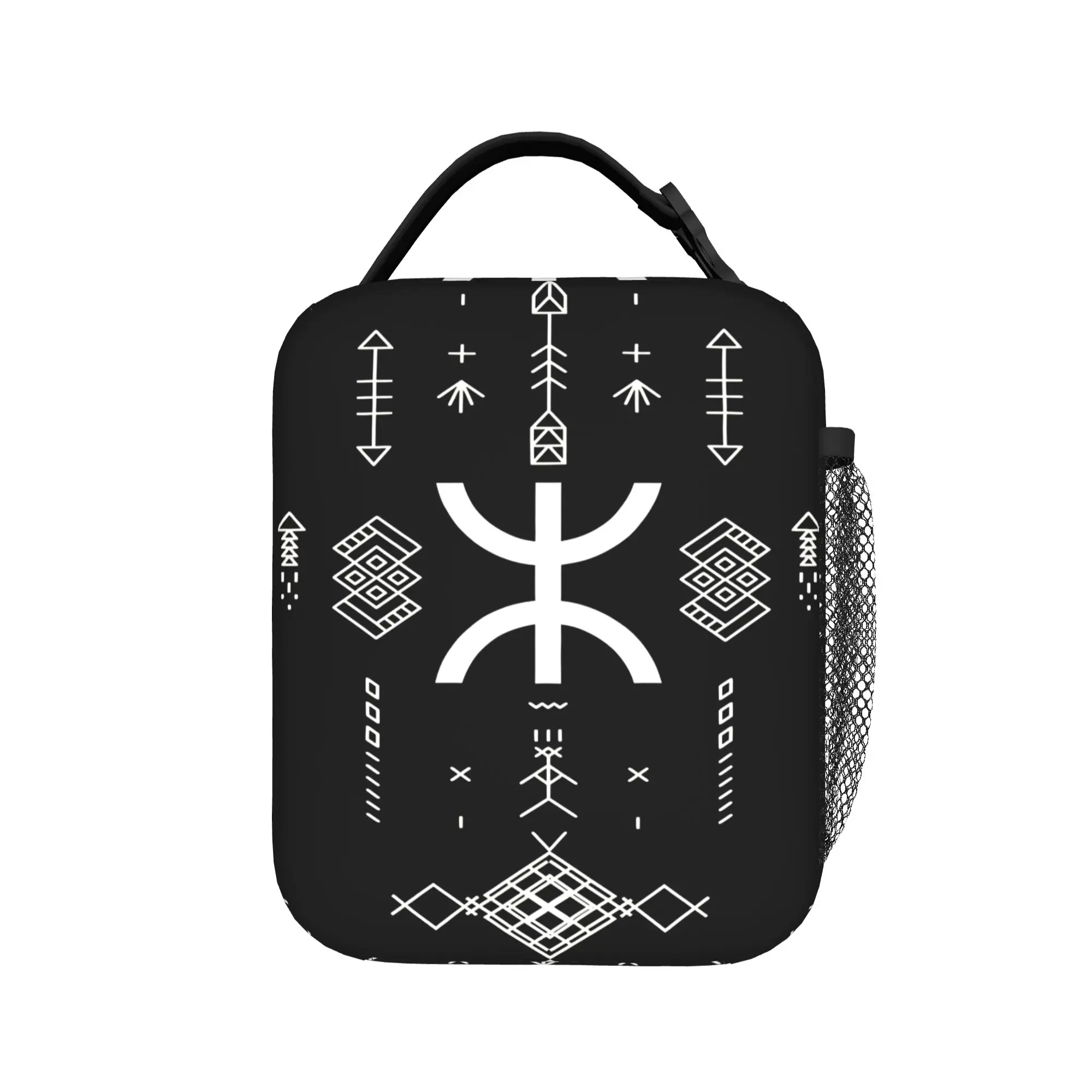 

Amazigh Berber Pattern Tifinagh Yaz Imazighen Symbol Lunch Bag For Child School Lunch Box Casual Portable Oxford Cooler Bag
