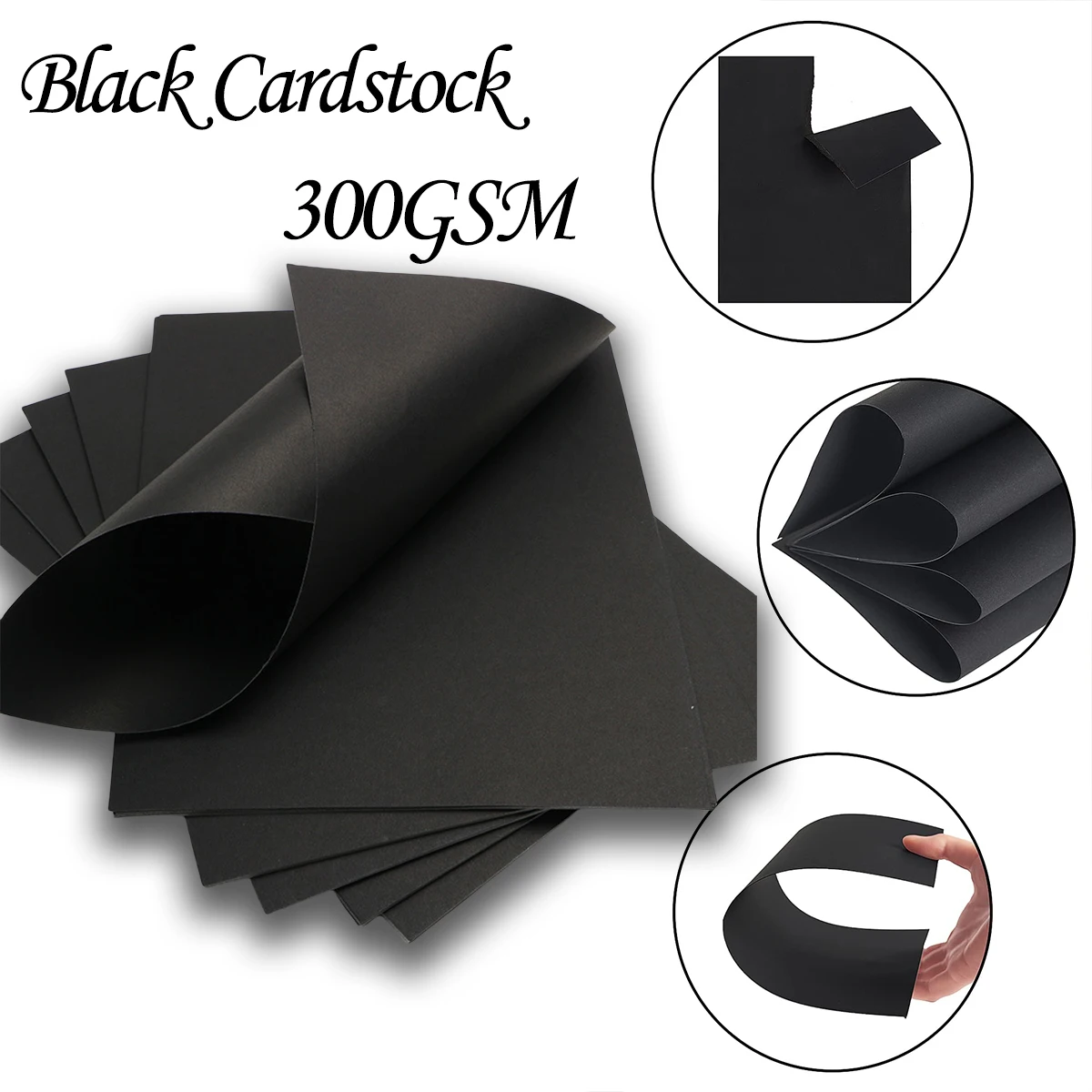 50 Sheet Black Cardstock Back To School,180-300 GSM for Greeting Cards Making,Postcard,DIY Craft Thick Paper Stationery Supplies