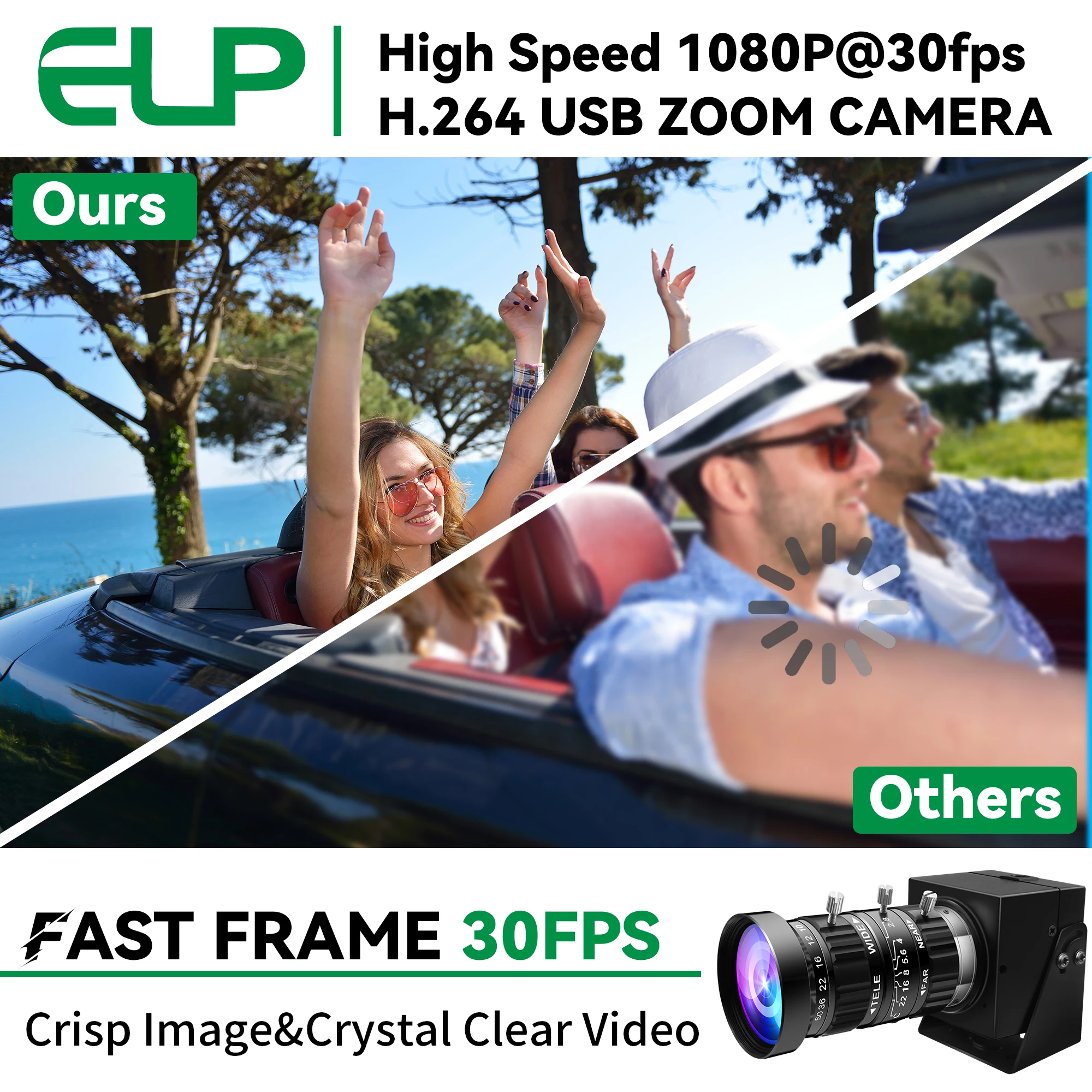 2MP Starvis Low Light USB Camera 10X Zoom CMOS SC2210 High Sensitivity 1080P HDR Webcam S/N Ratio100dB H.264 with 5-50 Lens