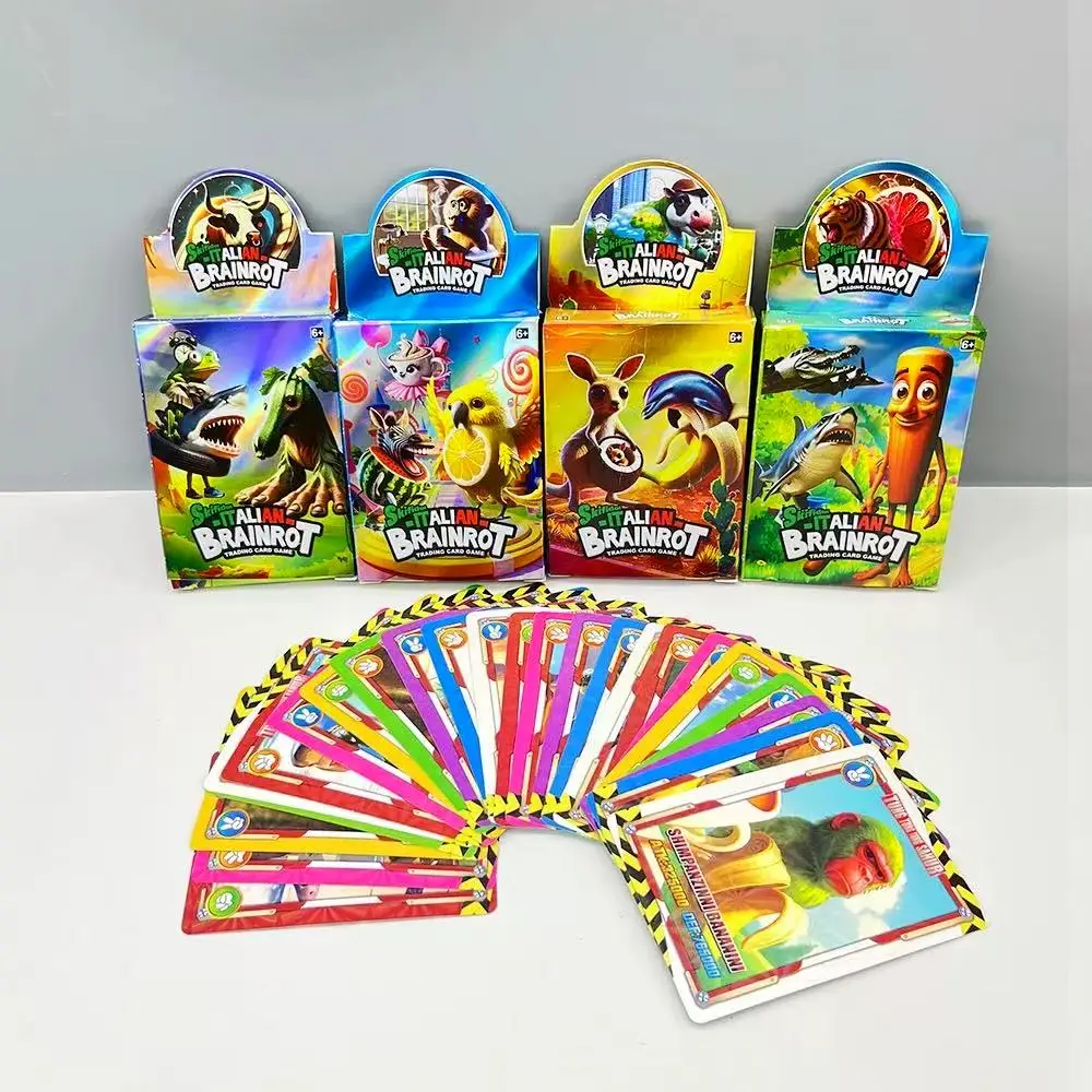 24Pcs Italian Brainrot Cards Trading Game Tung tung tung Sahur Tralalero Tralala Collection Cards For Children Party Game Gift