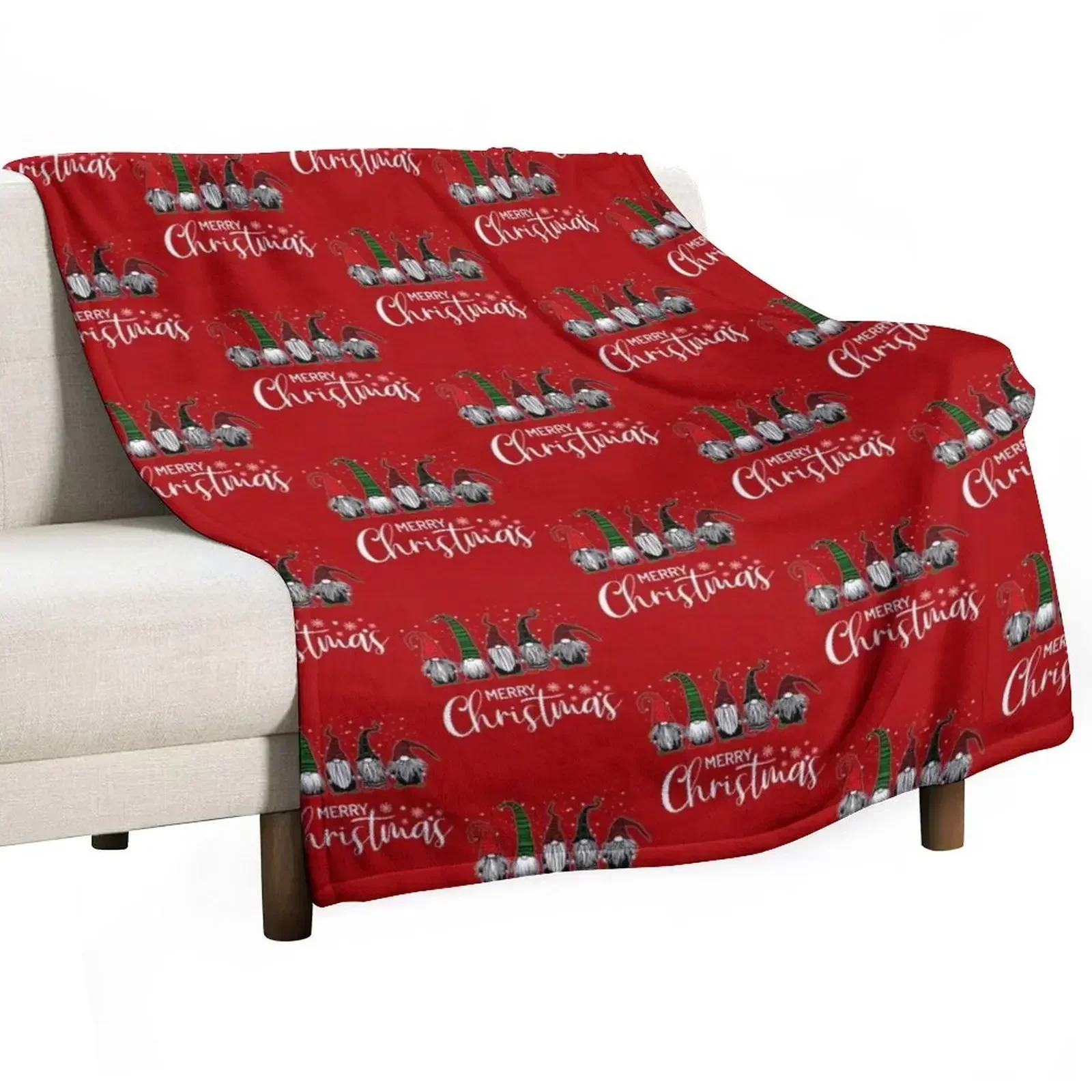 

Cute Xmas Gnomes In Plaid Hats Merry Christmas Gift Fabulous Gnome Graphic Throw Blanket Picnic Heavy Bed Blankets