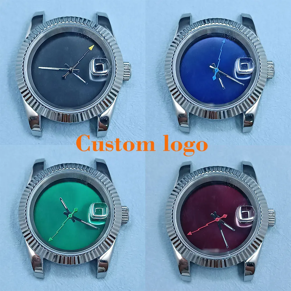 39mm NH35 watch case 316L Stainless steel 100m waterproof single calendar window suitable for NH35A movement mounting