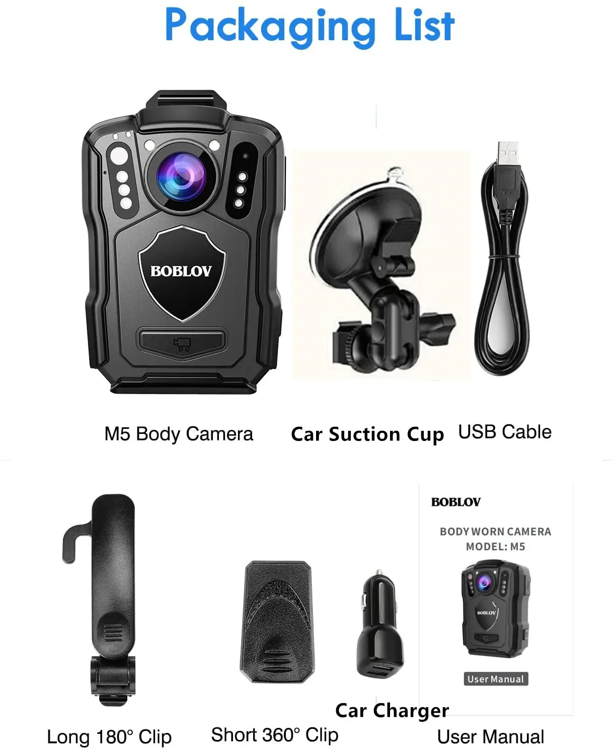 BOBLOV M5 경찰 신체 카메라(GPS 포함) |   1440P HD(야간 투시경 포함), 128GB 내장 스토리지 |   IP67 방수 및 4200mAh 배터리 썸네일 6