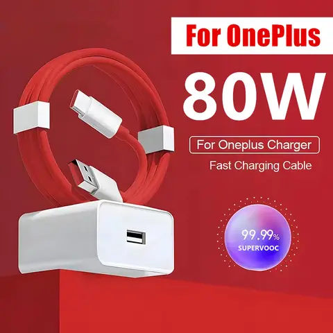 Spina americana 80W SuperVOOC Caricatore rapido per OnePlus 8 9 10 Pro 11 12 13 Nord 2T CE 3 4 Lite 5 OPPO Realme Flash Cavo di ricarica tipo C