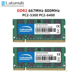 Latumab Memoria RAM DDR2 4GB 8GB 800MHz 667MHz Memoria SODIMM per Laptop PC2-5300 6400 RAM 200pin 1.8V Memoria per Notebook Dual Channel