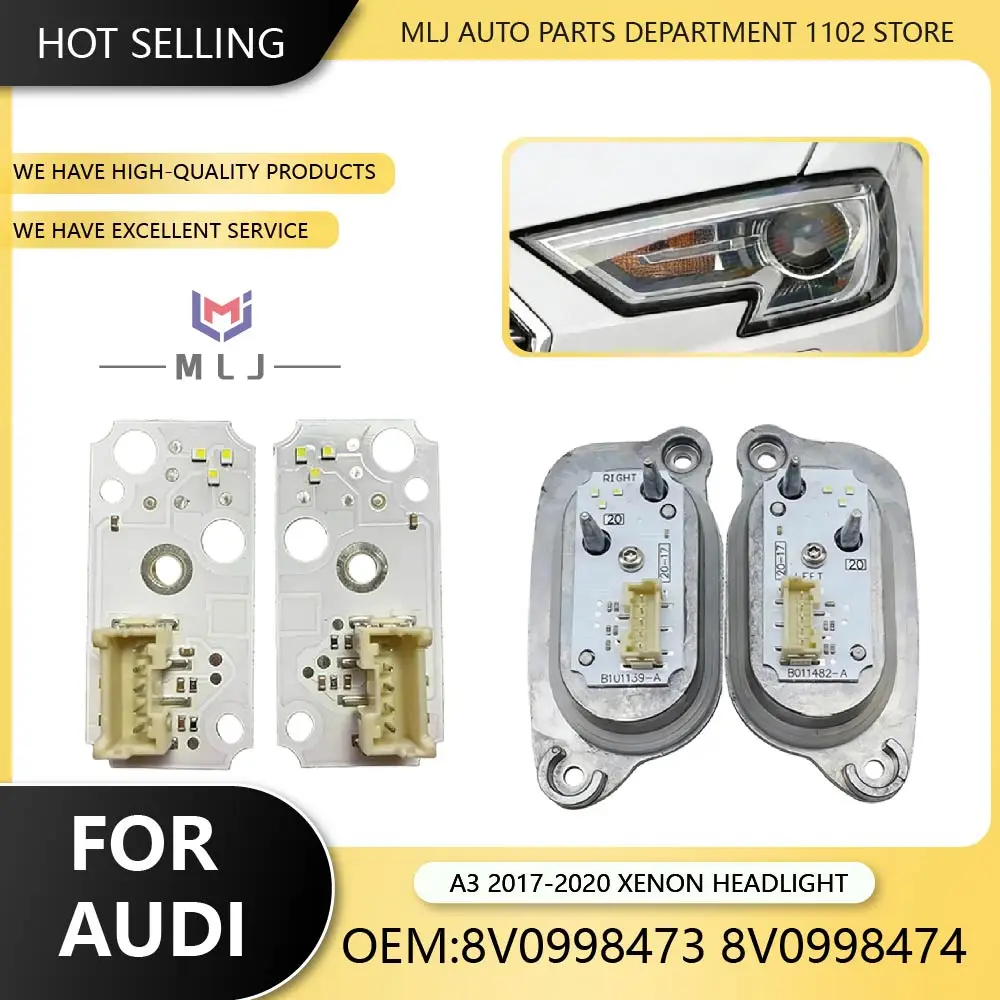 

New Left 8V0998473 Right 8V0998474 90070223 Xenon Headlight White Daytime Running Light DRL 90070222 for 2018 2019 Audi A3 S3