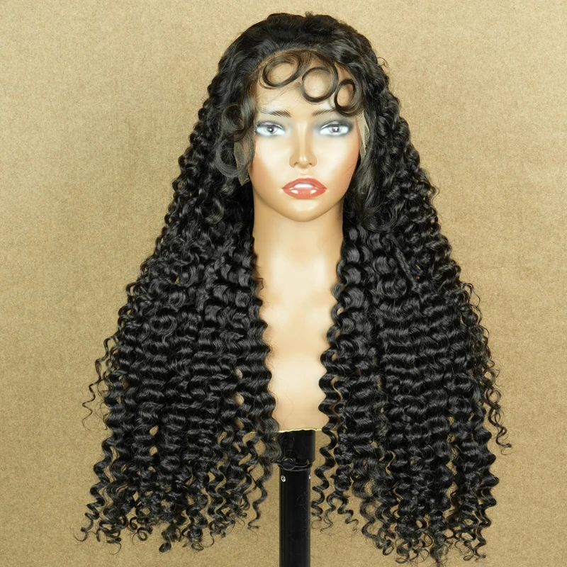 4X4 13X4 Double Drawn Deep Curly HD Lace Wigs Preplucked Invisible Lace Melt Skin 100% Unprocessed Raw Human Hair Full Thick End
