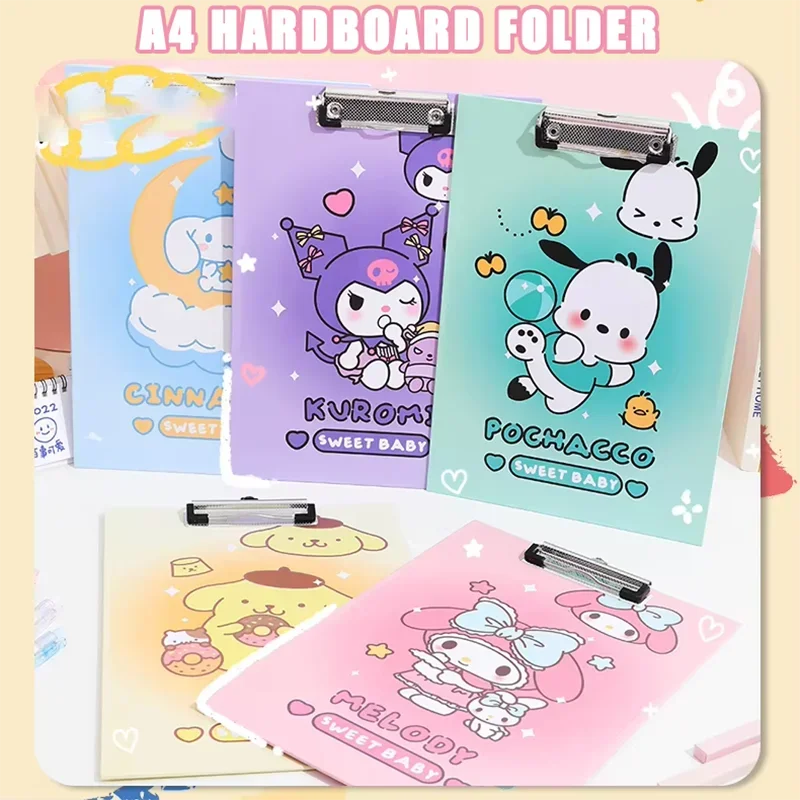 Sanrio Hello Kitty A4 Writing Pad Board Clip Cartoon Board Folder Clip Kawaii Cinnamoroll School Office Stationery Supplie Toys