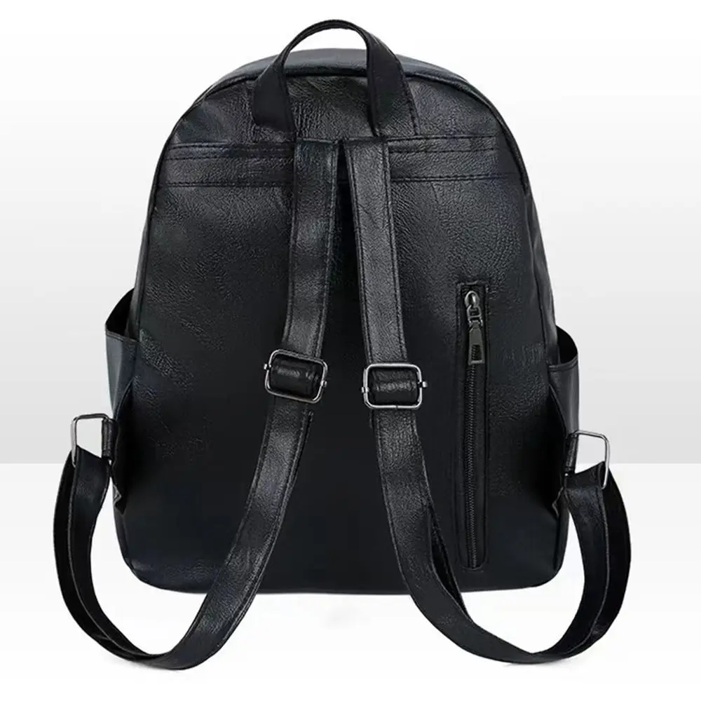 

Многофункциональный черный рюкзак из искусственной кожи, большой вместительный дорожный рюкзак в корейском стиле, уличная сумка на плечо, уличная сумка