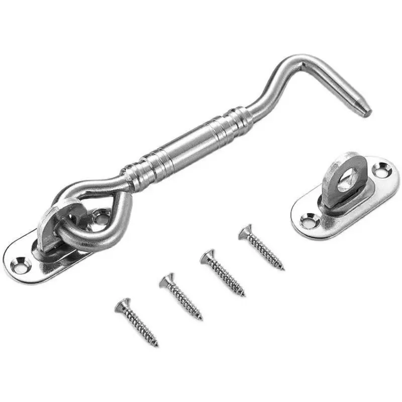 Non-Drilling Stainless Steel Bolt Door Latch Windproof Hook Door Stopper for Wooden Bathroom Doors And Windows