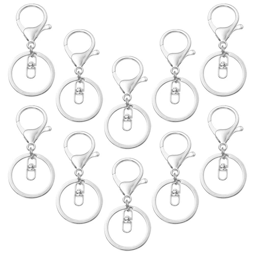 10Pcs Keychain Accessories Metal Lobster Clasp Key Rings Bulk for DIY Keychains Craft Projects Car Keys Organization