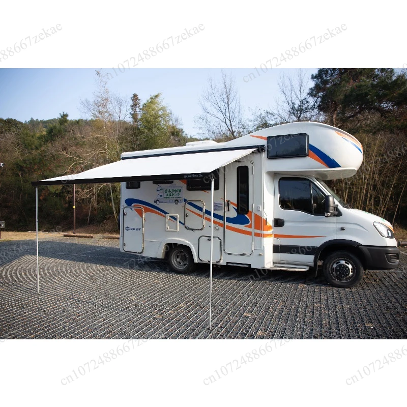2M 3M Electric RV Side Awning Alloy Frame PVC Material With Support Poles