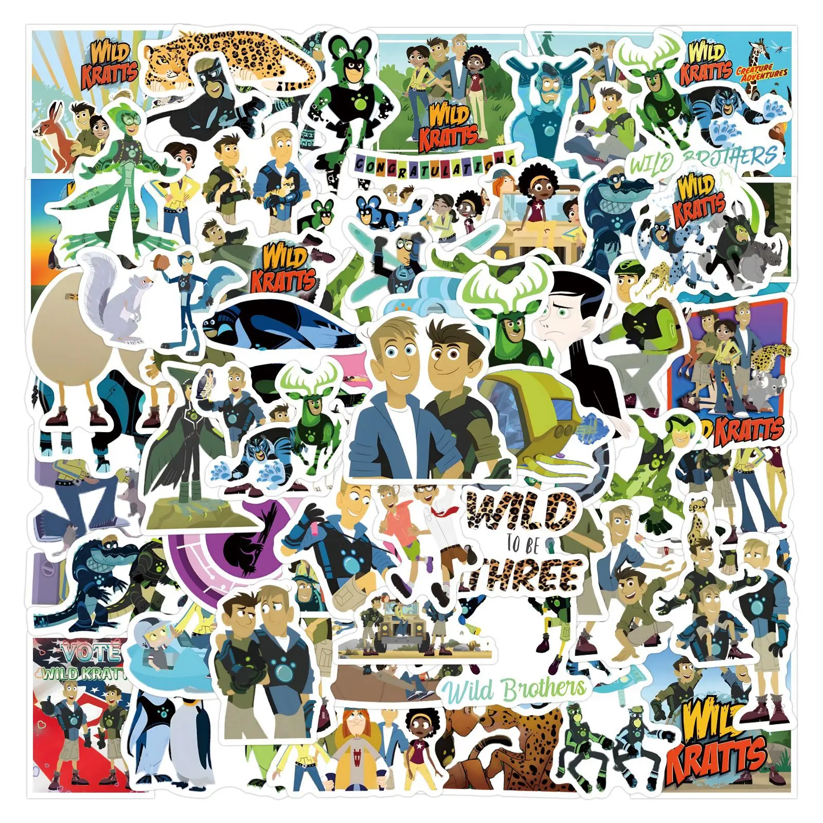 10/30/50/110PCS Wild Kratts Stickers Funny Cartoon TV Sticker Adventure Graffiti Fridge Luugage Laptop Guitar Phone Bike Decals