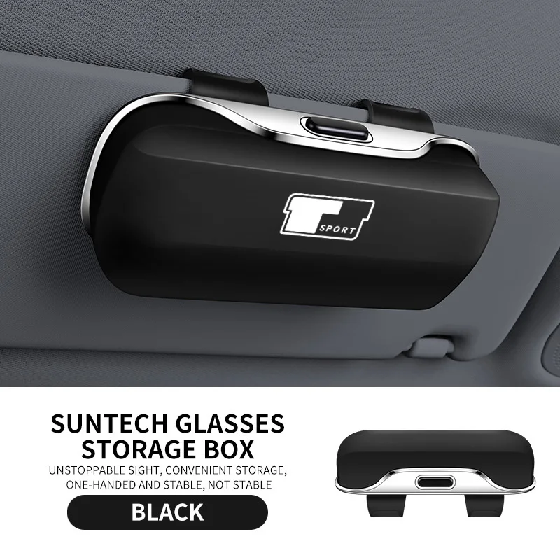 

For Car T Sport Logo Toyota 86 CHR SUPRA Corolla Prius Camry RAV4 Accessories Car Visor Sunglasses Glasses Holder Glasses Case