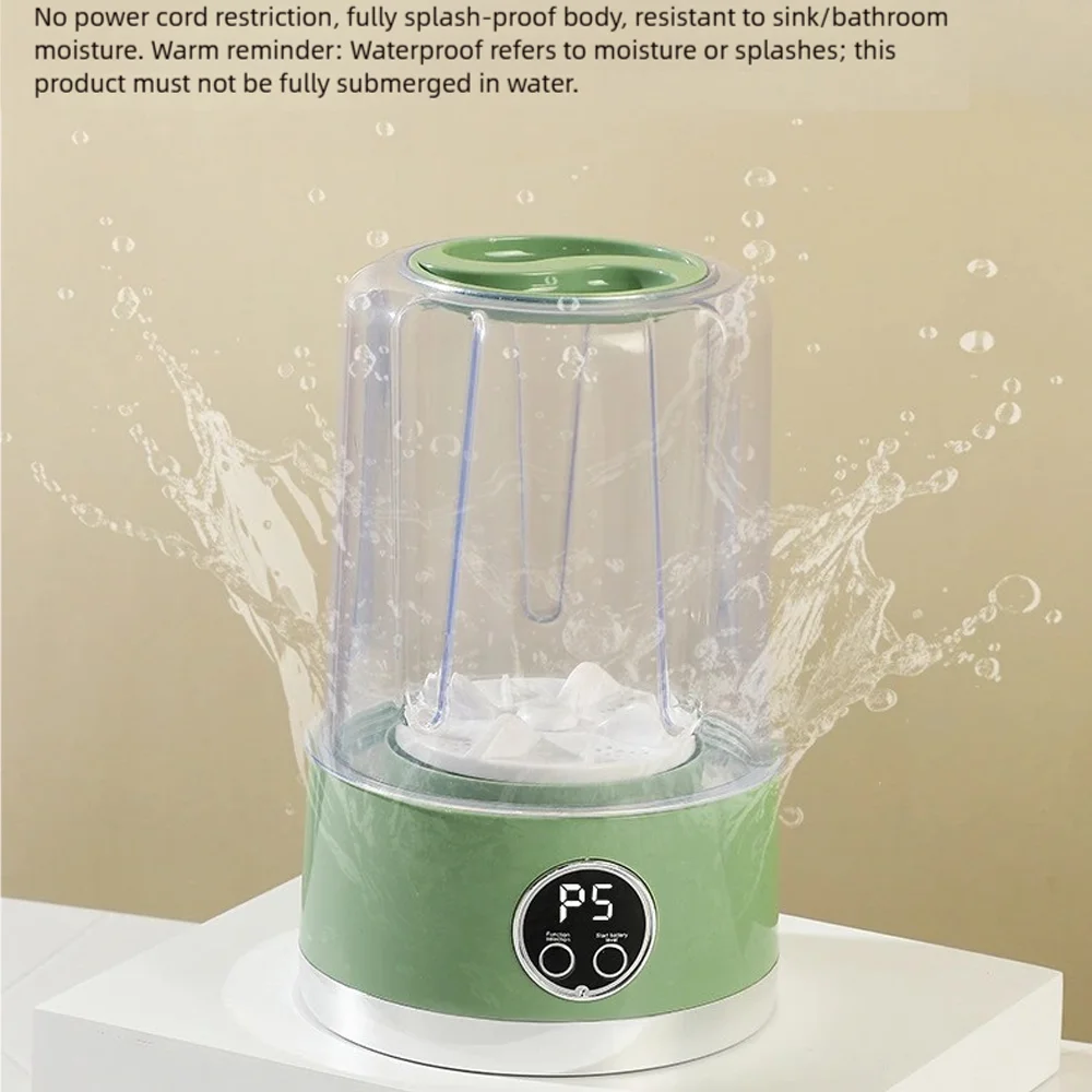 Cordless 1L Mini Washer USB Rechargeable 3000mAh 2-Speed Portable For Travel Socks Underwear Clothes Washing Cups image 3