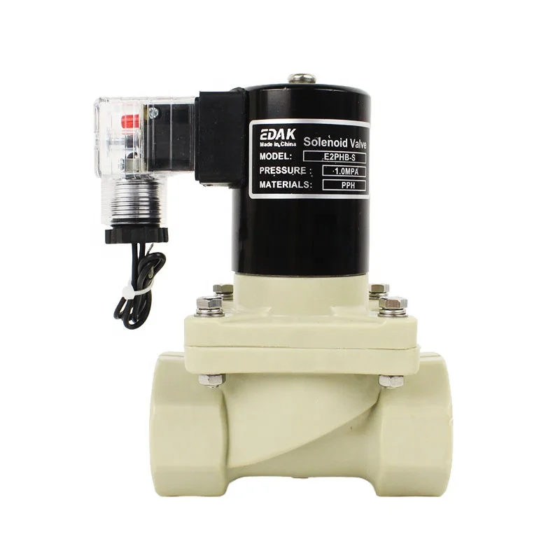 HVAC Normally Closed Solenoid Valve PPH Chemical Resistant Fluid Control Valve AC220V DC24V