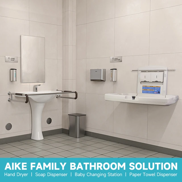 Modern Wall-Mounted Plastic Baby Changing Station Model AK5901 Commercial Grade Diaper Changing Table Water Resistant Adjustable
