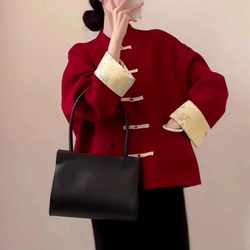 

Осенне-зимнее шерстяное пальто женские свободные шерстяные куртки с длинными рукавами модные женские винтажные шерстяные пальто в китайском стиле теплые пальто